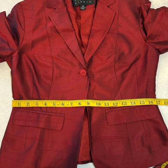 VTG Finity Studio Red 100% Silk 2-Piece Pantsuit Blazer & Trousers Women’s Sz 6 - Picture 7 of 14